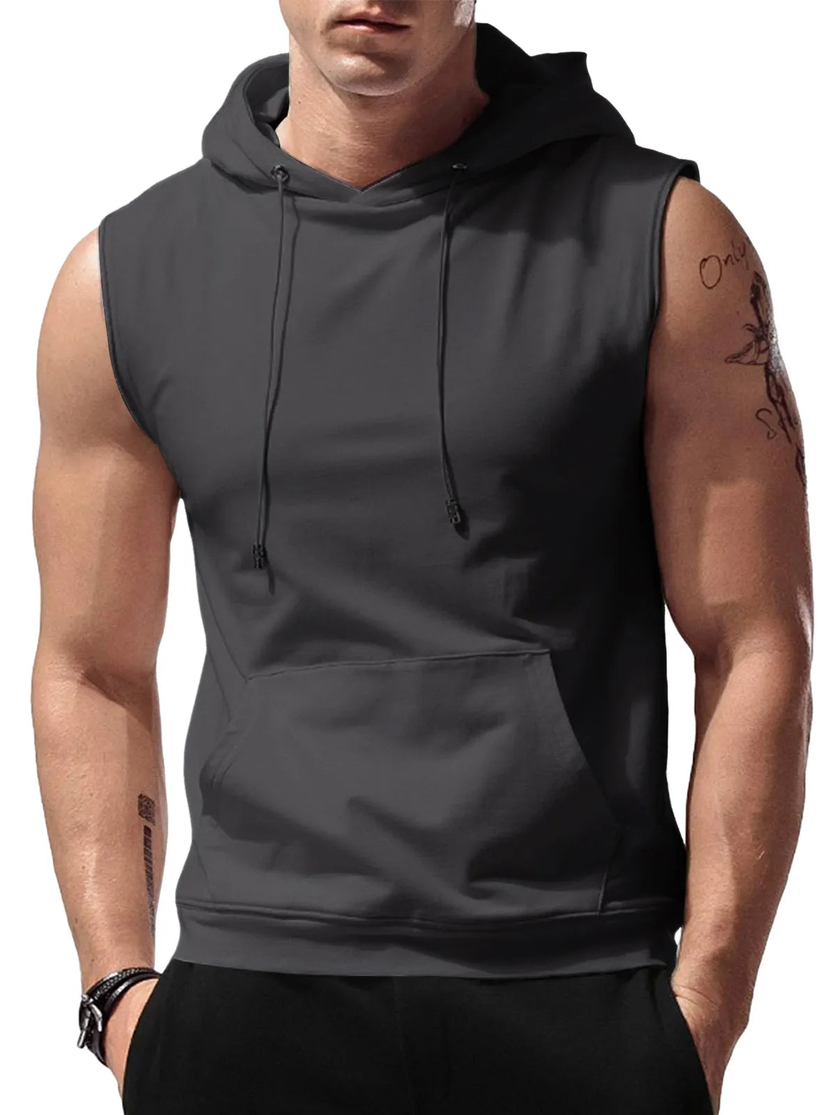 Hooded Solid Color Pocket Vest