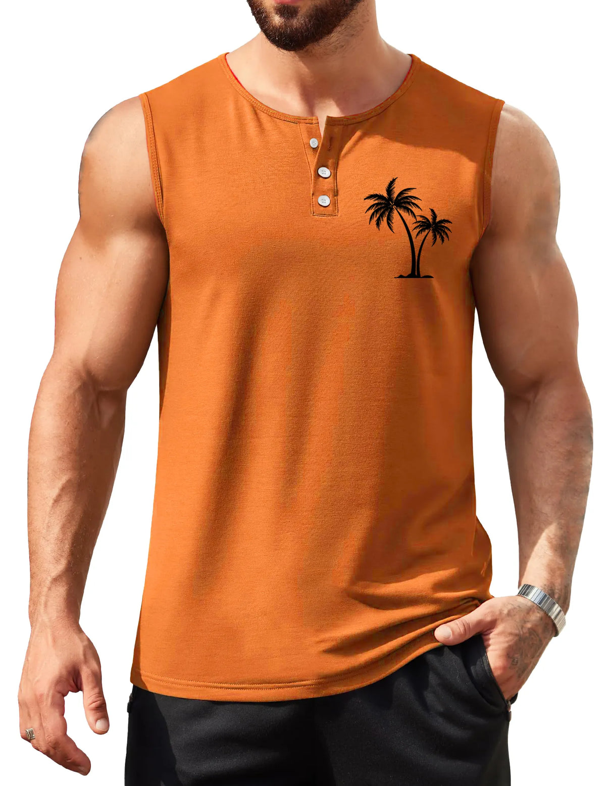 Sports Coconut Print Sleeveless Vest