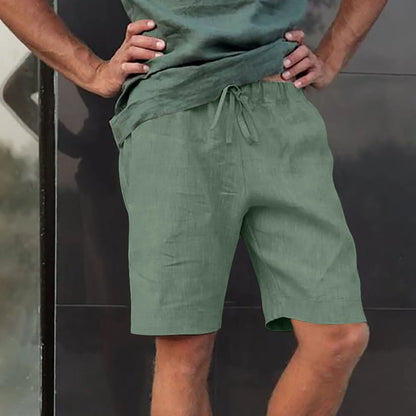 Linen Multi-Pocket Drawstring Shorts