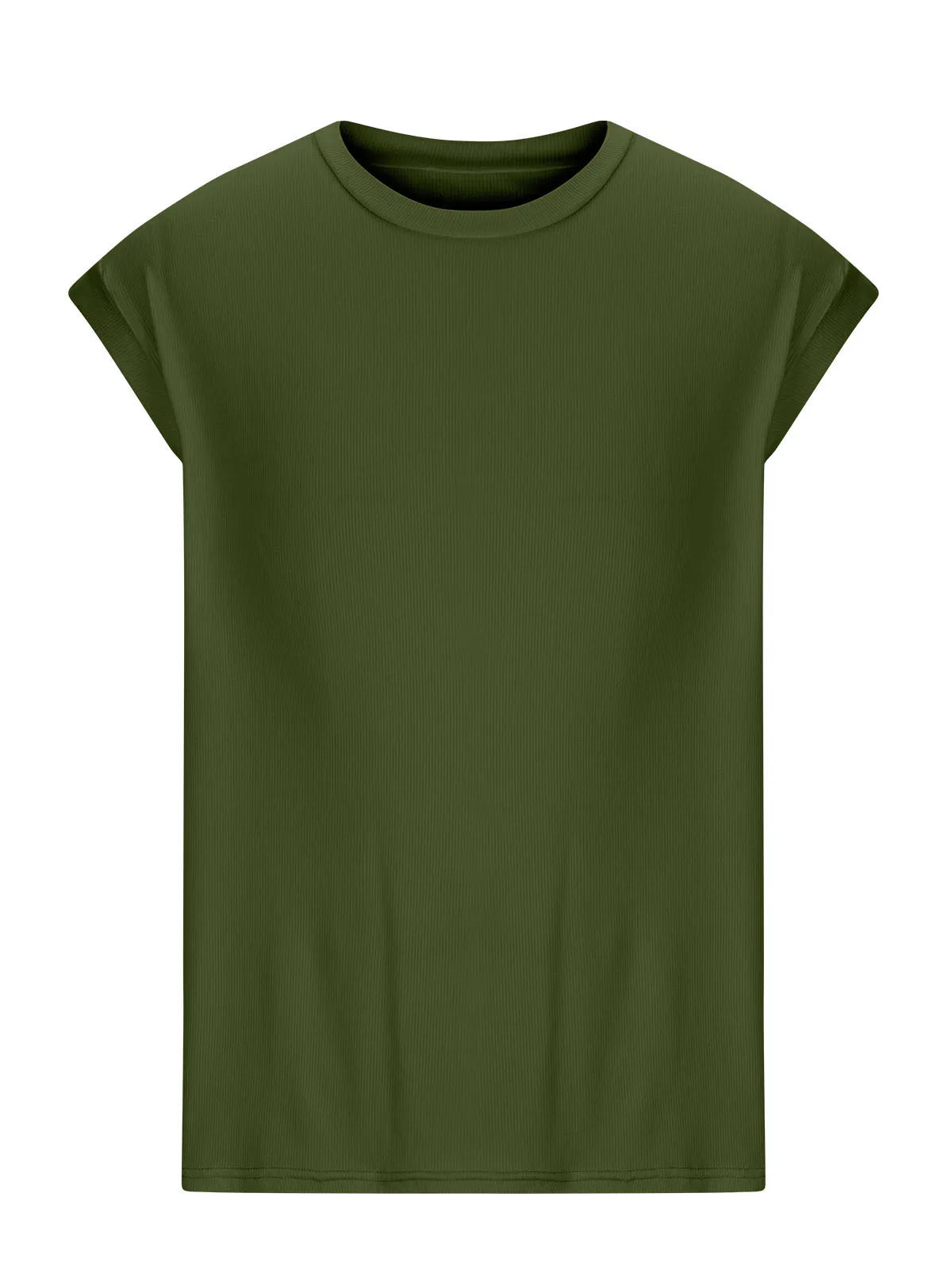 Ribbed Round Neck Sleeveless Vest