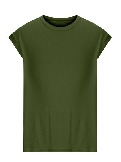 Ribbed Round Neck Sleeveless Vest