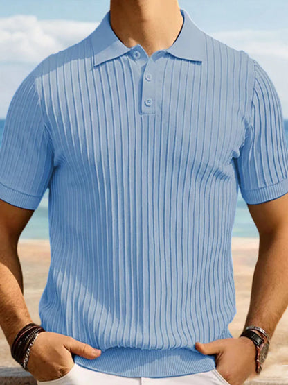 Plain Ice Silk Knit Polo Shirt