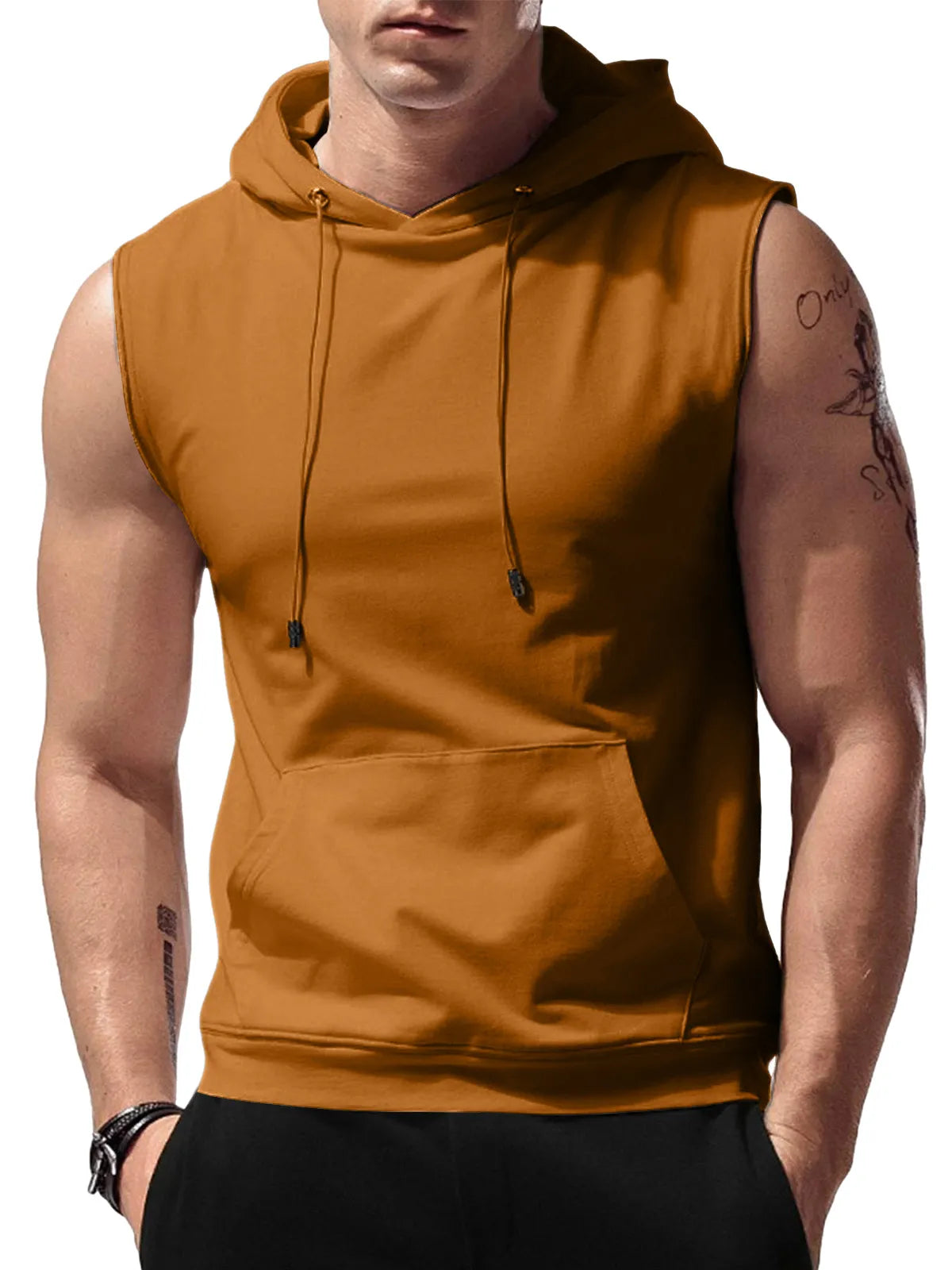 Hooded Solid Color Pocket Vest