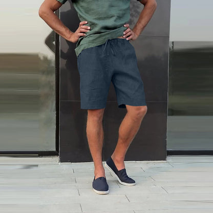 Linen Multi-Pocket Drawstring Shorts