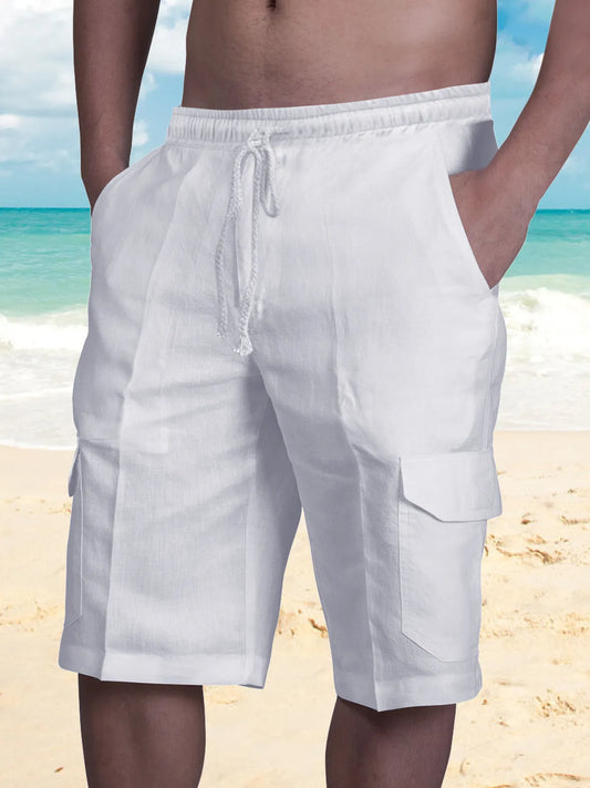 Linen Multi-Pocket Beach Shorts
