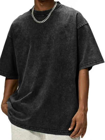 Vintage Washed And Distressed Cotton T-Shirt