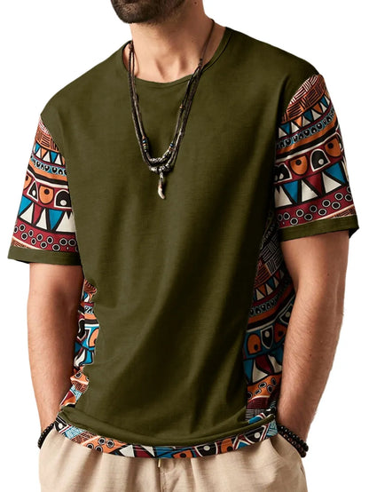 Retro Ethnic Print Short Sleeve T-Shirt