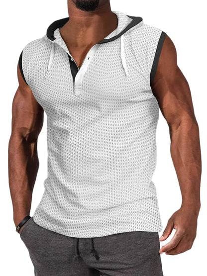 Waffle Hooded Sleeveless Tank Top