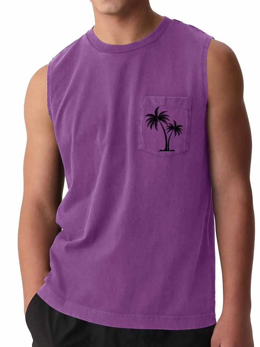 Hawaiian Beach Pocket Coconut Print Vest
