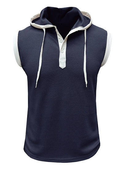 Waffle Hooded Sleeveless Tank Top