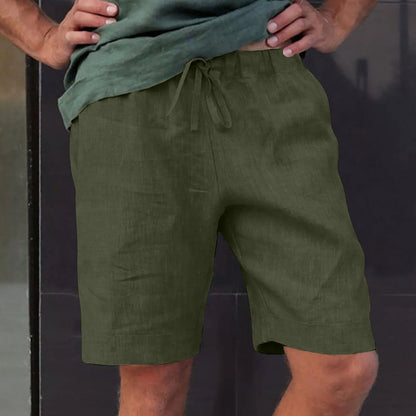 Linen Multi-Pocket Drawstring Shorts