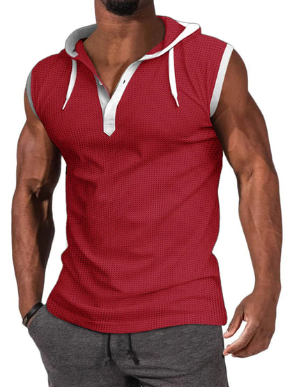 Waffle Hooded Sleeveless Tank Top