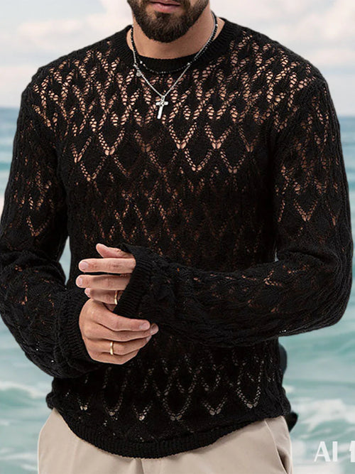 Lightweight Hollow Long Sleeve Sweater