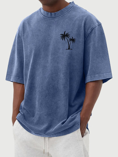 Vintage Washed Palm Tree Cotton T-Shirt