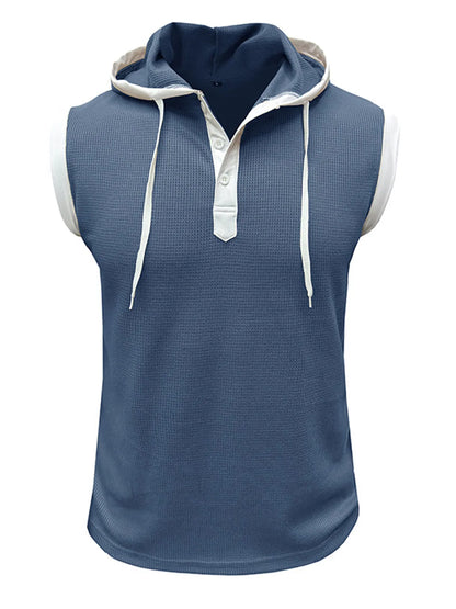 Waffle Hooded Sleeveless Tank Top