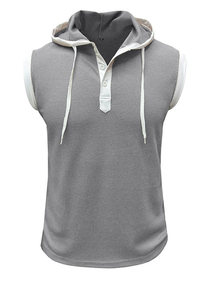 Waffle Hooded Sleeveless Tank Top