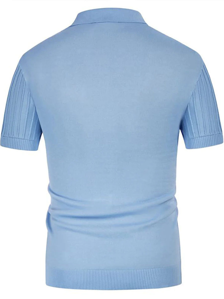 Plain Ice Silk Knit Polo Shirt