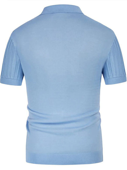 Plain Ice Silk Knit Polo Shirt