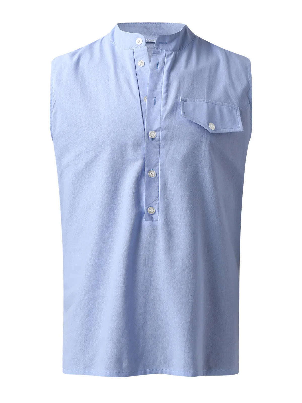 Cotton Linen Henley Sleeveless Vest
