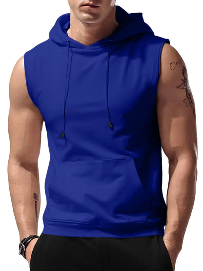 Hooded Solid Color Pocket Vest