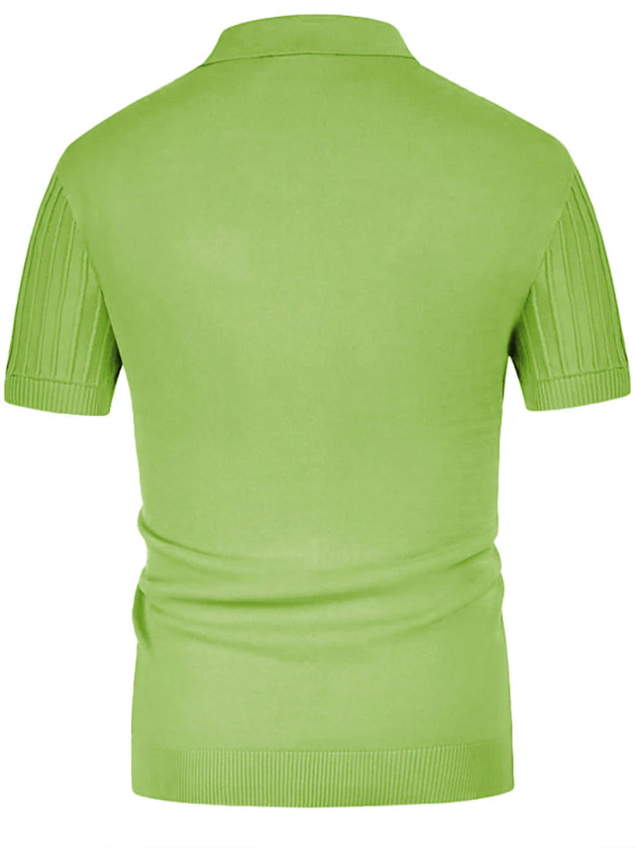 Plain Ice Silk Knit Polo Shirt