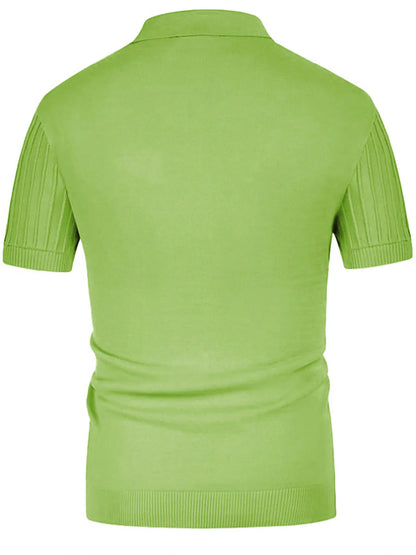 Plain Ice Silk Knit Polo Shirt