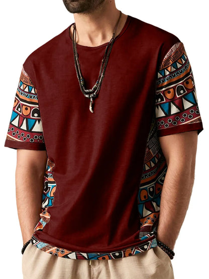 Retro Ethnic Print Short Sleeve T-Shirt