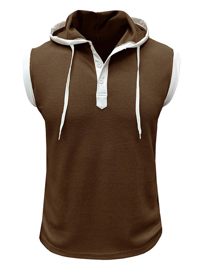 Waffle Hooded Sleeveless Tank Top