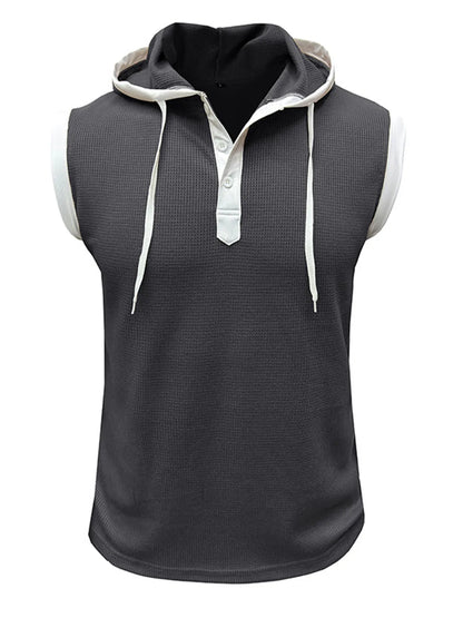Waffle Hooded Sleeveless Tank Top
