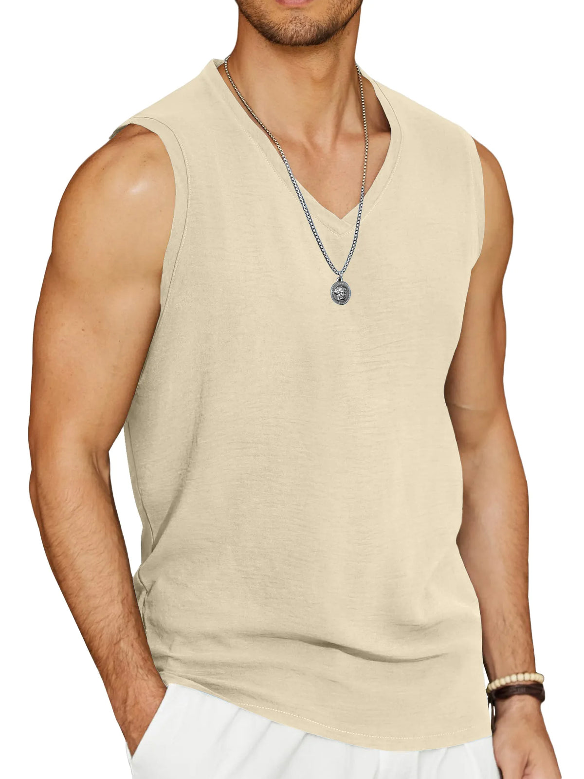 V-Neck Sleeveless Beach Tank Top