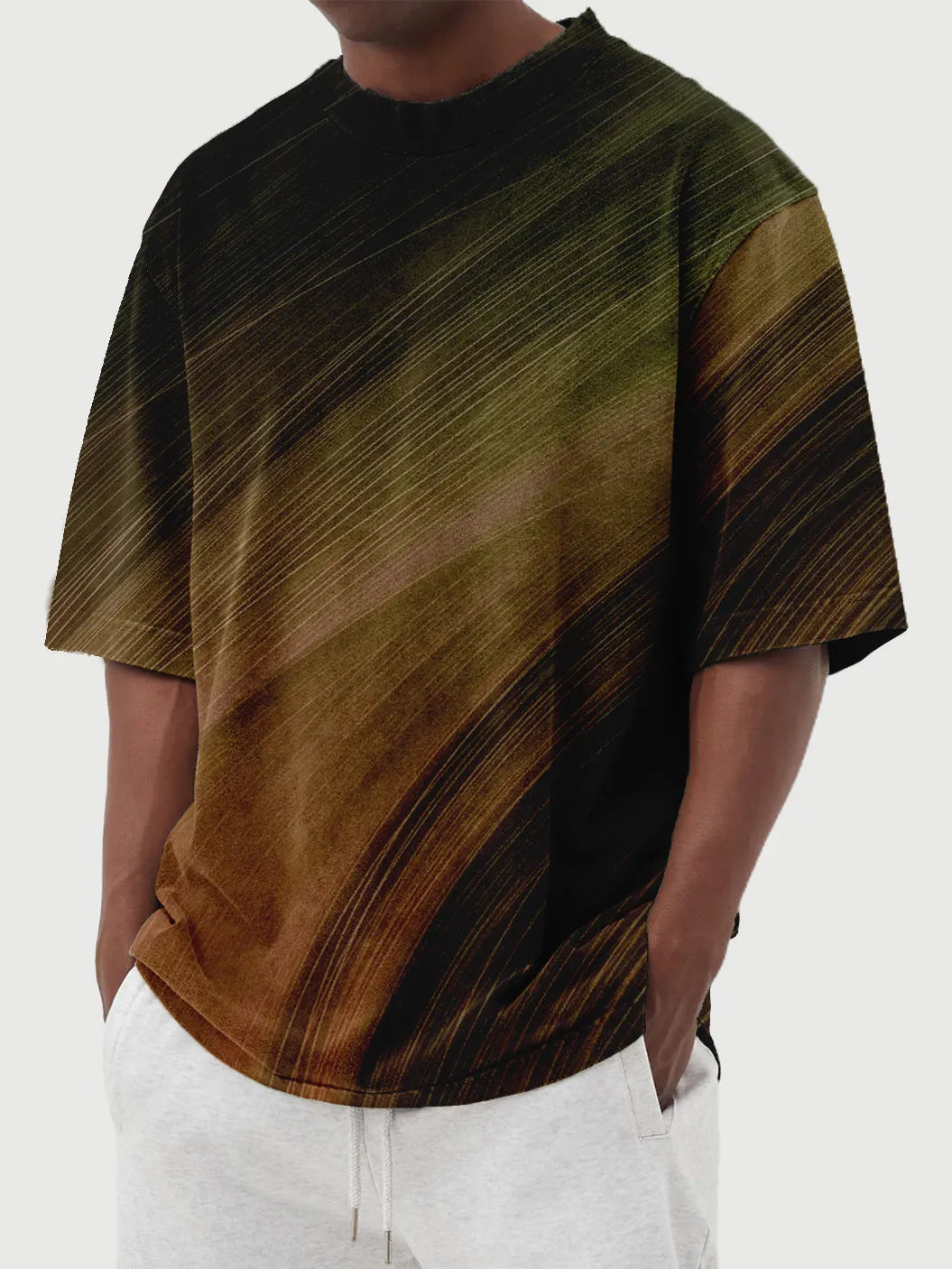 Gradient Line Print Short Sleeve T-Shirt