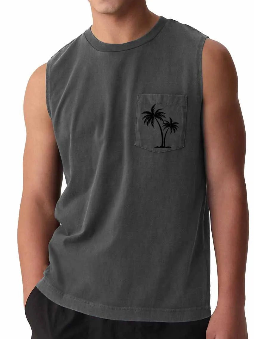 Hawaiian Beach Pocket Coconut Print Vest