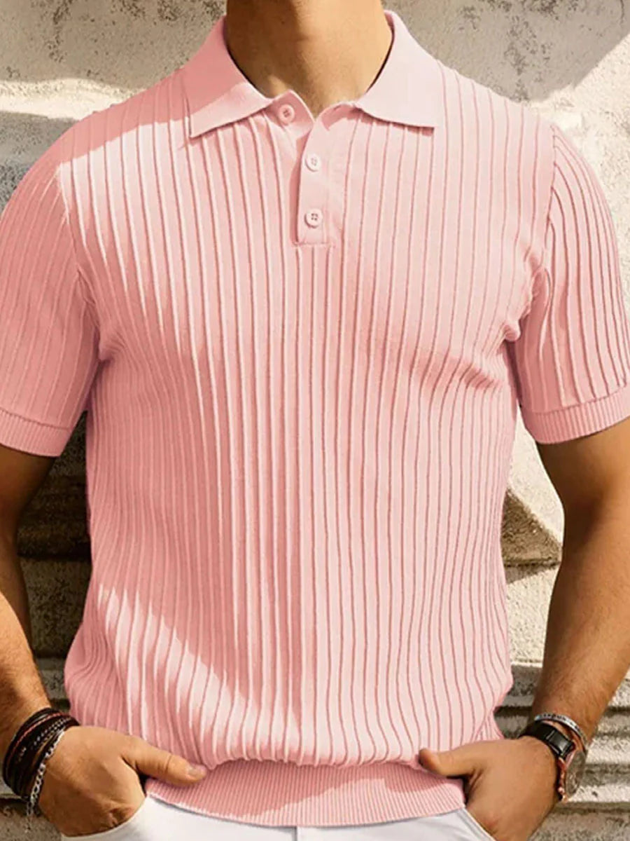 Plain Ice Silk Knit Polo Shirt