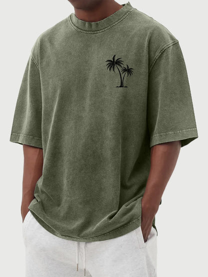 Vintage Washed Palm Tree Cotton T-Shirt