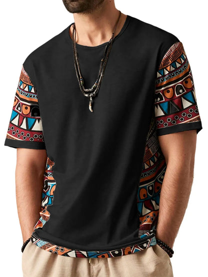 Retro Ethnic Print Short Sleeve T-Shirt