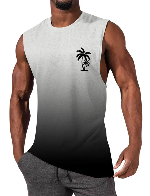 Gradient Color Palm Tree Hawaiian Print Sleeveless T-Shirt