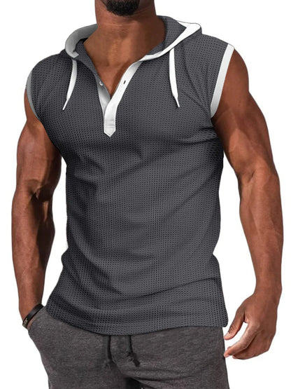 Waffle Hooded Sleeveless Tank Top