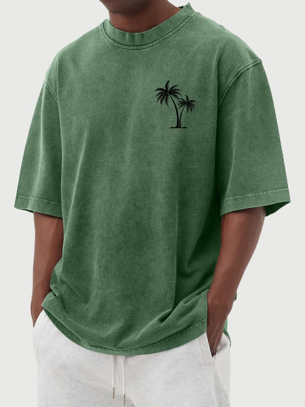 Vintage Washed Palm Tree Cotton T-Shirt