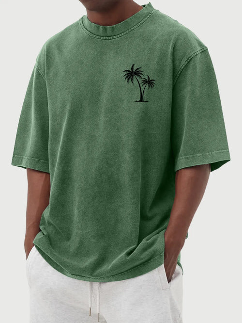 Vintage Washed Palm Tree Cotton T-Shirt