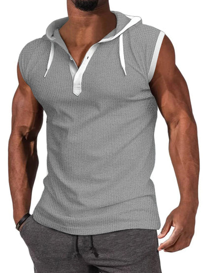 Waffle Hooded Sleeveless Tank Top