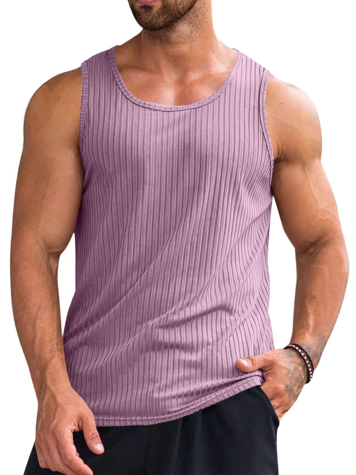 Knitted Stretch Ribbed Sleeveless Vest