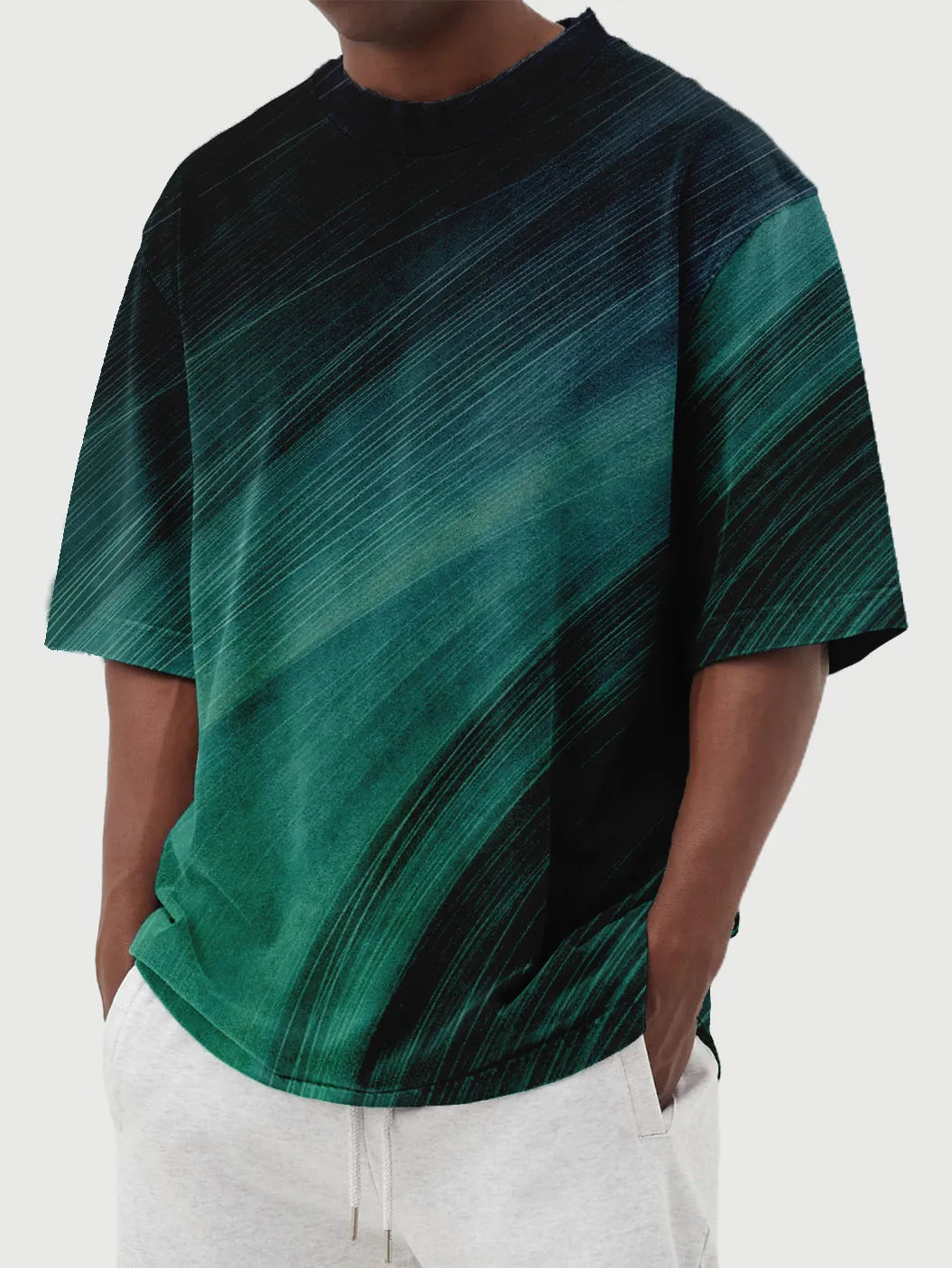 Gradient Line Print Short Sleeve T-Shirt