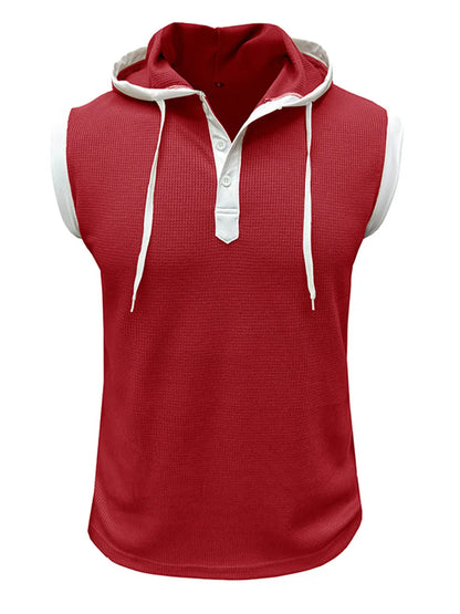Waffle Hooded Sleeveless Tank Top
