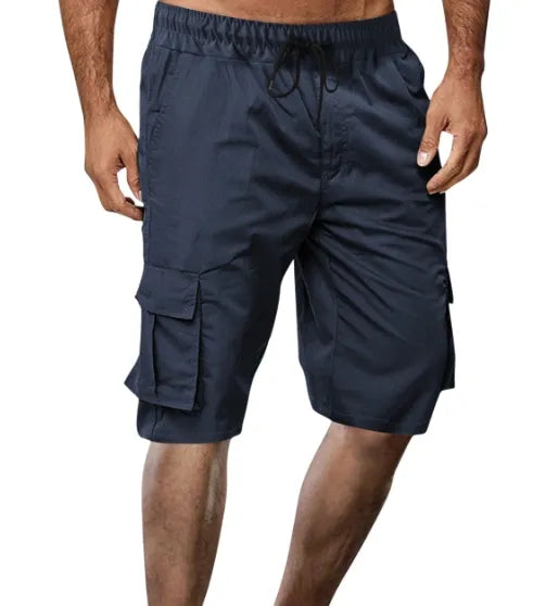 Loose Plus Size Cotton Pocket Solid Color Beach Quarter Pants