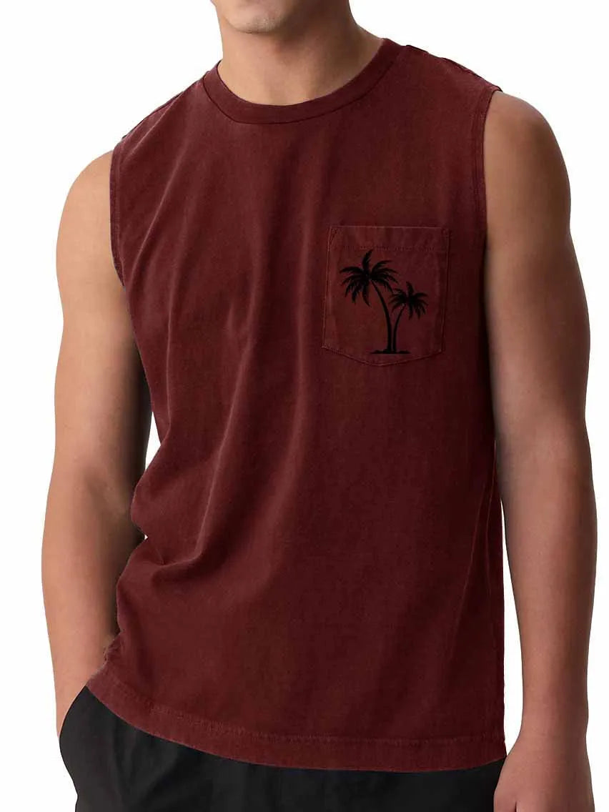 Hawaiian Beach Pocket Coconut Print Vest
