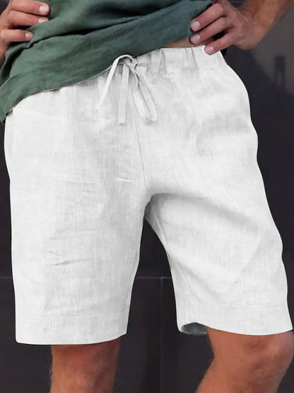 Linen Multi-Pocket Drawstring Shorts