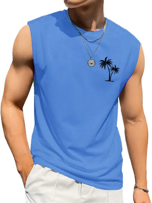 Hawaiian Beach Coconut Print Sleeveless Vest