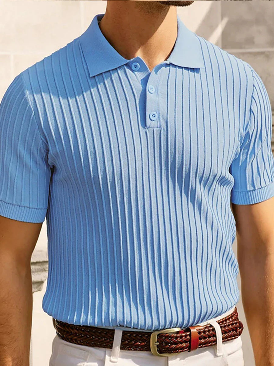Plain Ice Silk Knit Polo Shirt