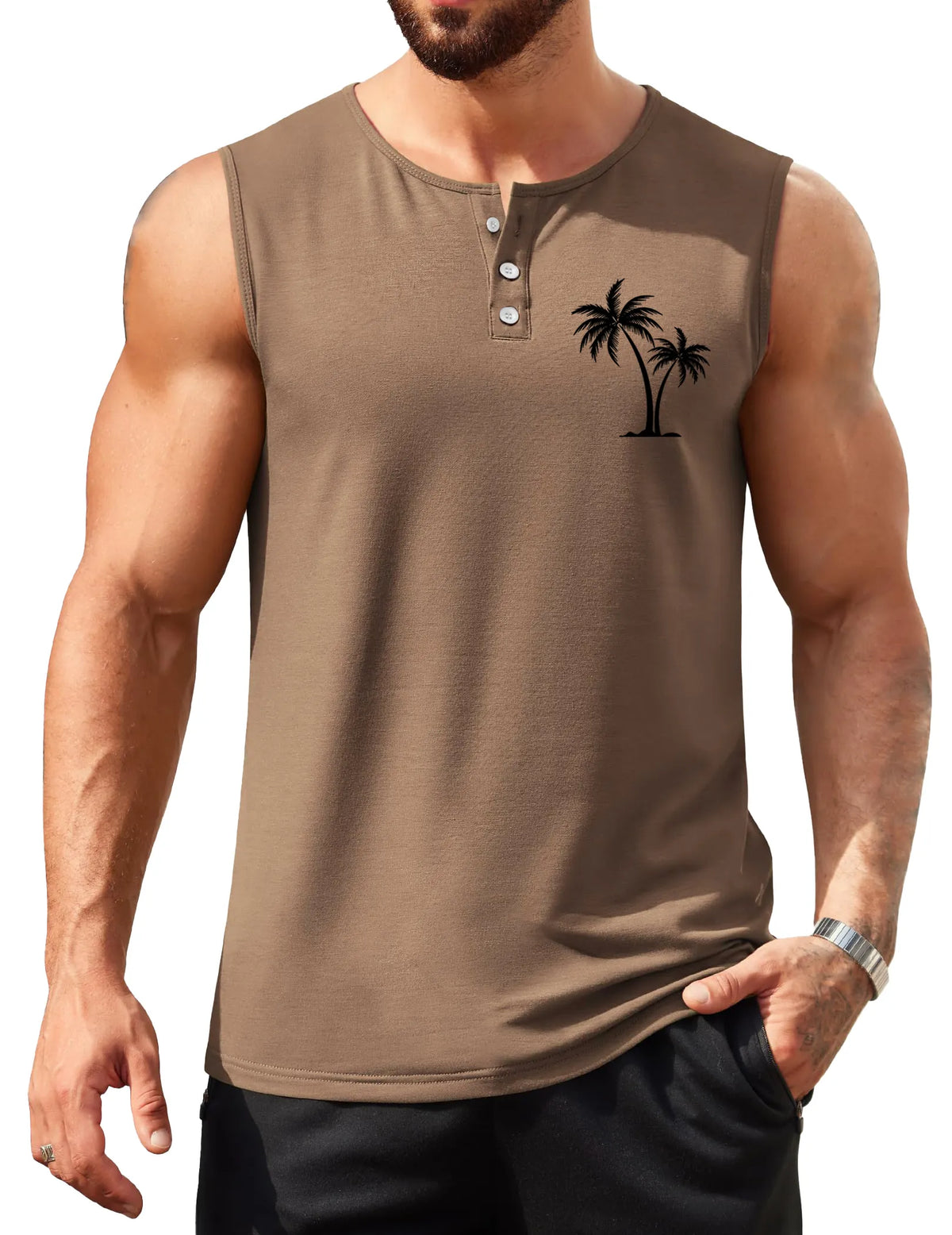 Sports Coconut Print Sleeveless Vest