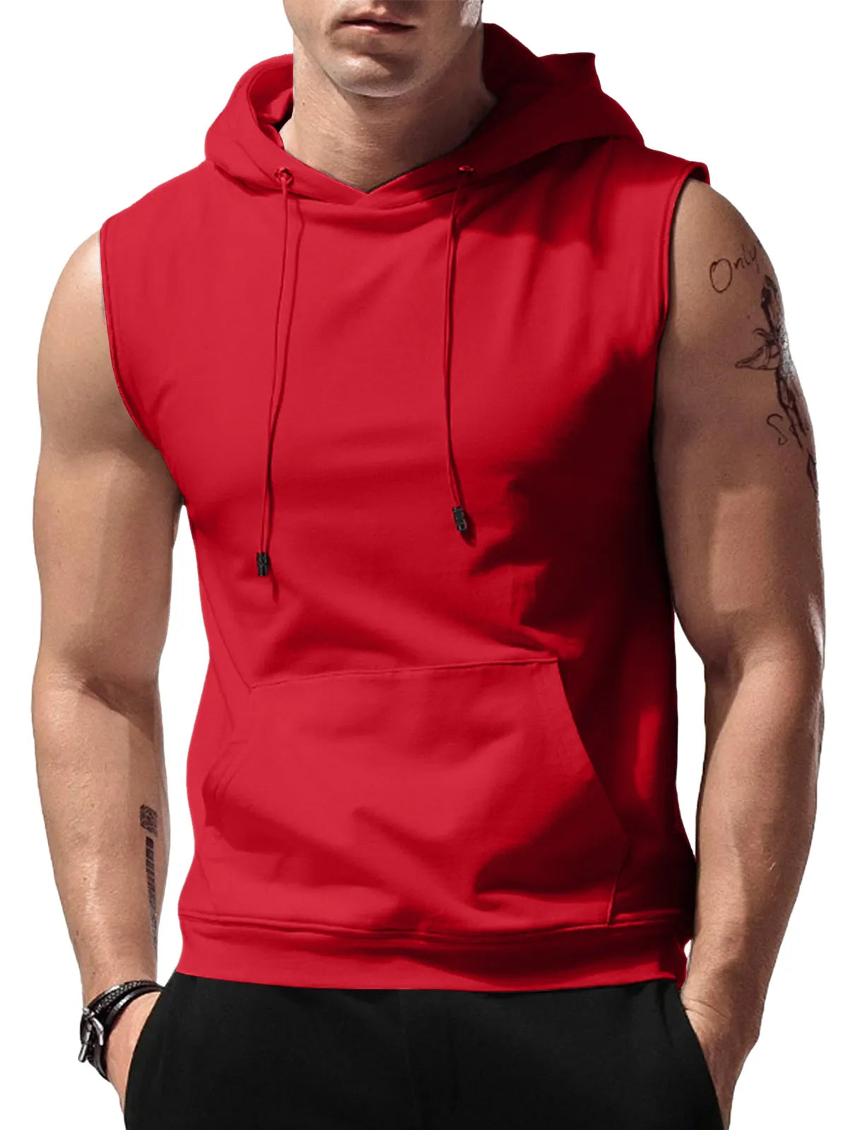 Hooded Solid Color Pocket Vest
